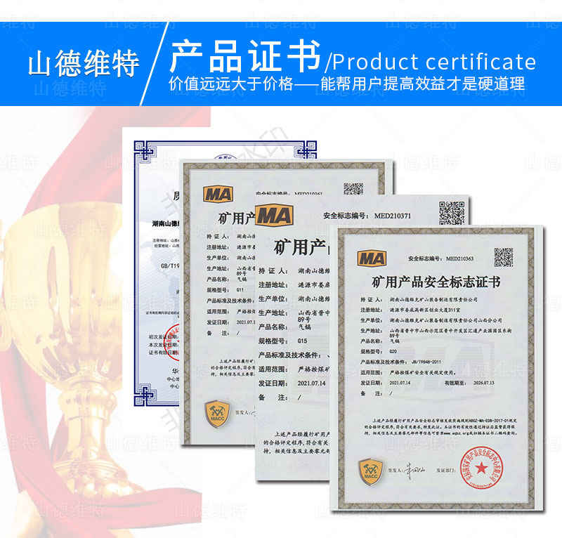 氣鎬風鎬産品證書